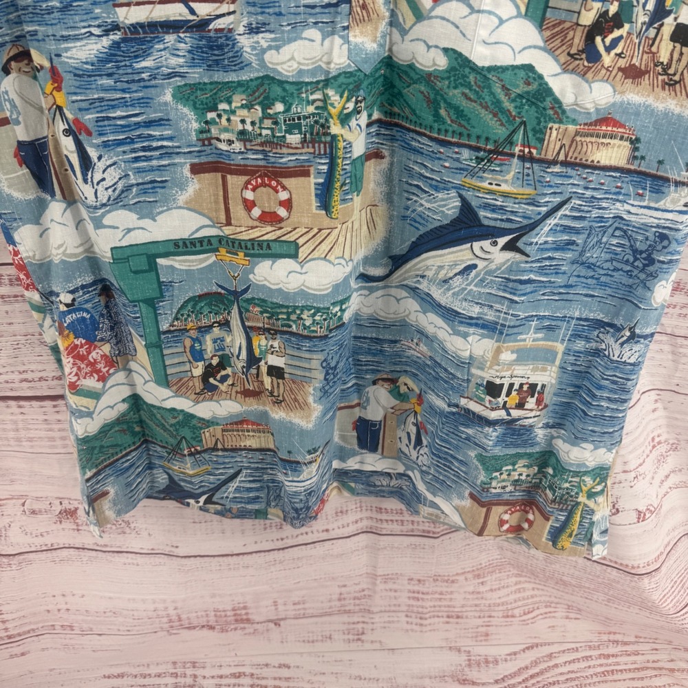 Reyn Spooner Shirt Mens XL Santa Catalina Island Fishing Short Sleeve Button - Picture 4 of 10